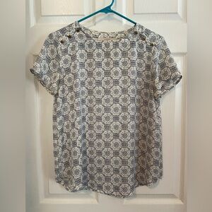 LOFT size XS blue and white blouse